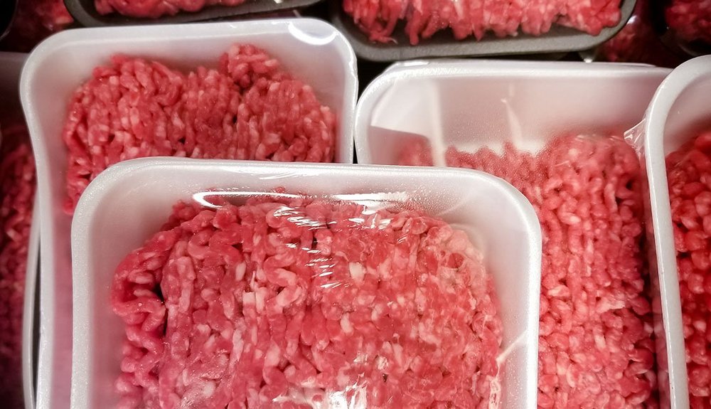 Packaged raw ground beef